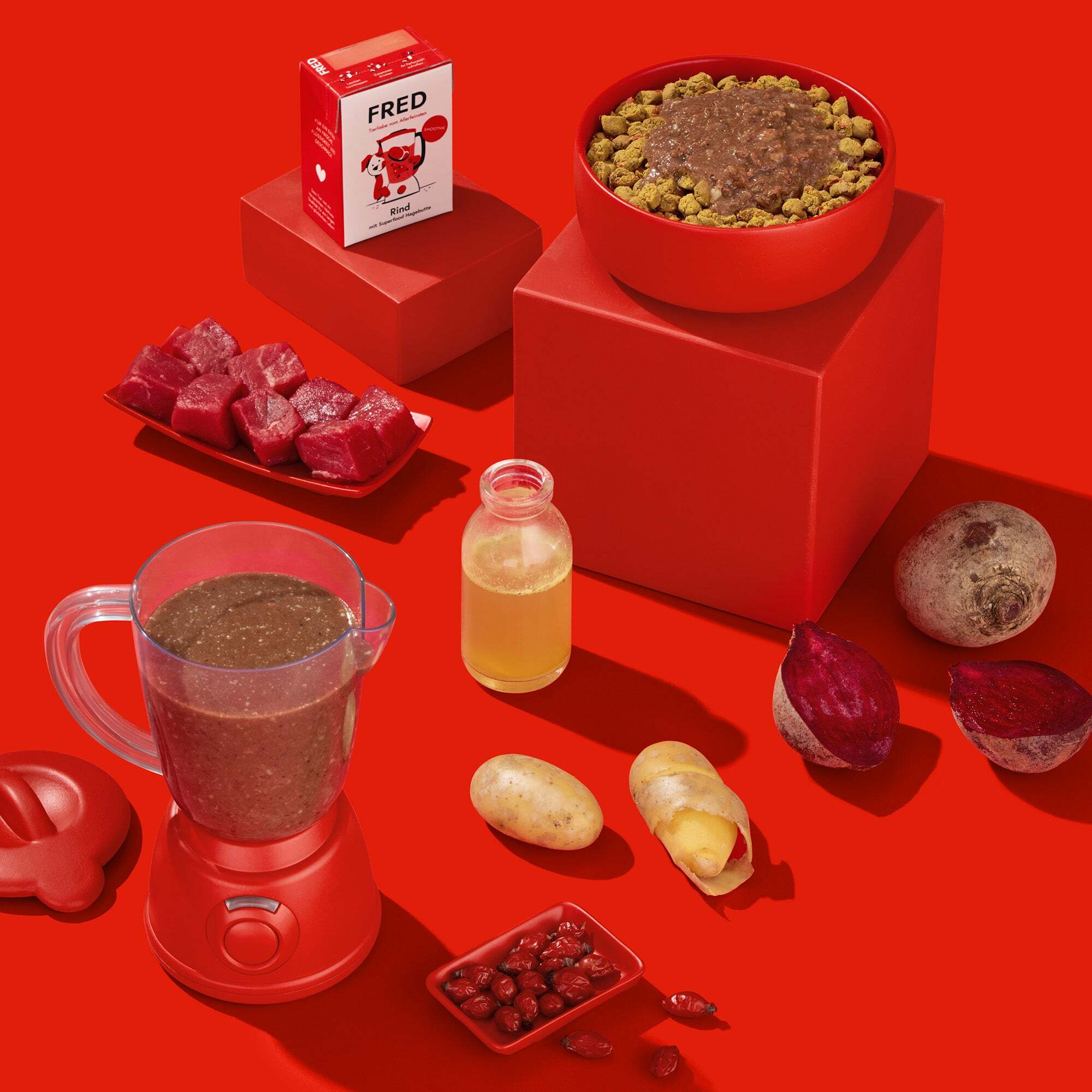 Fred & Felia Hundenassfutter Fred & Felia FRED Smoothie Rind mit Hagebutte 10 x 200g