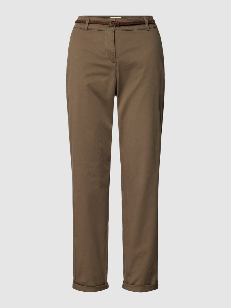Chino mit Gürtel in olivgrün