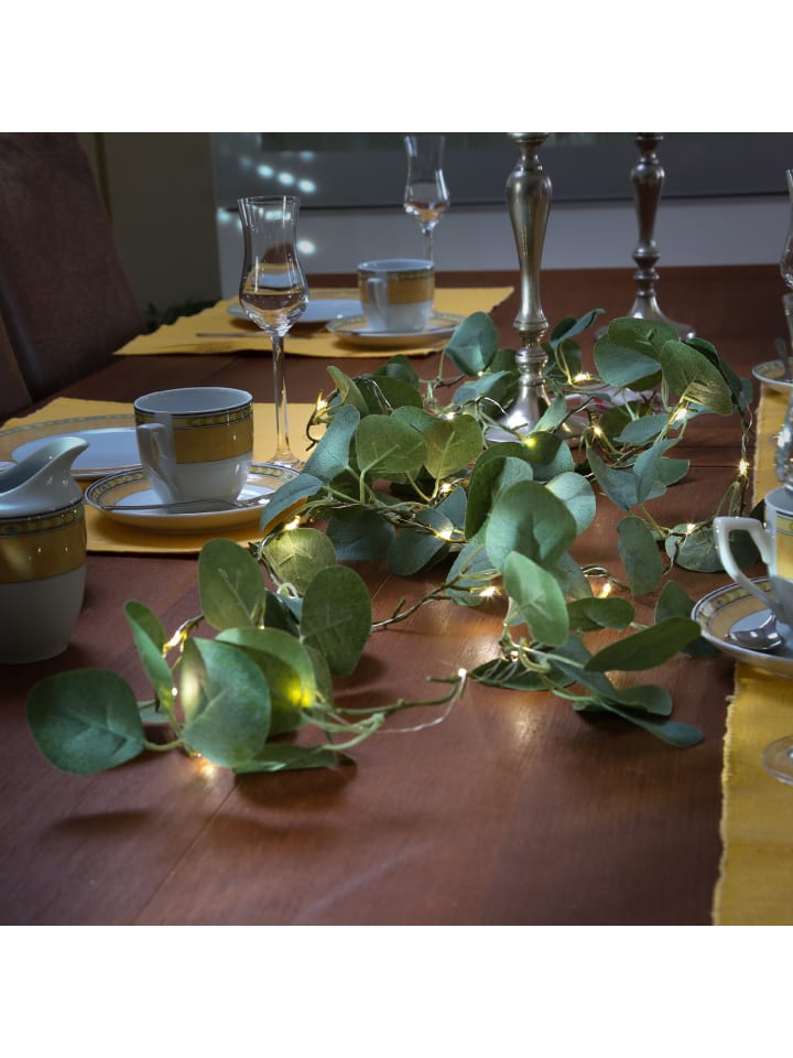 MARELIDA LED Lichterkette Eukalyptus L: 2,9m Timer grüne Blätter Tischdeko günstig kaufen onesize