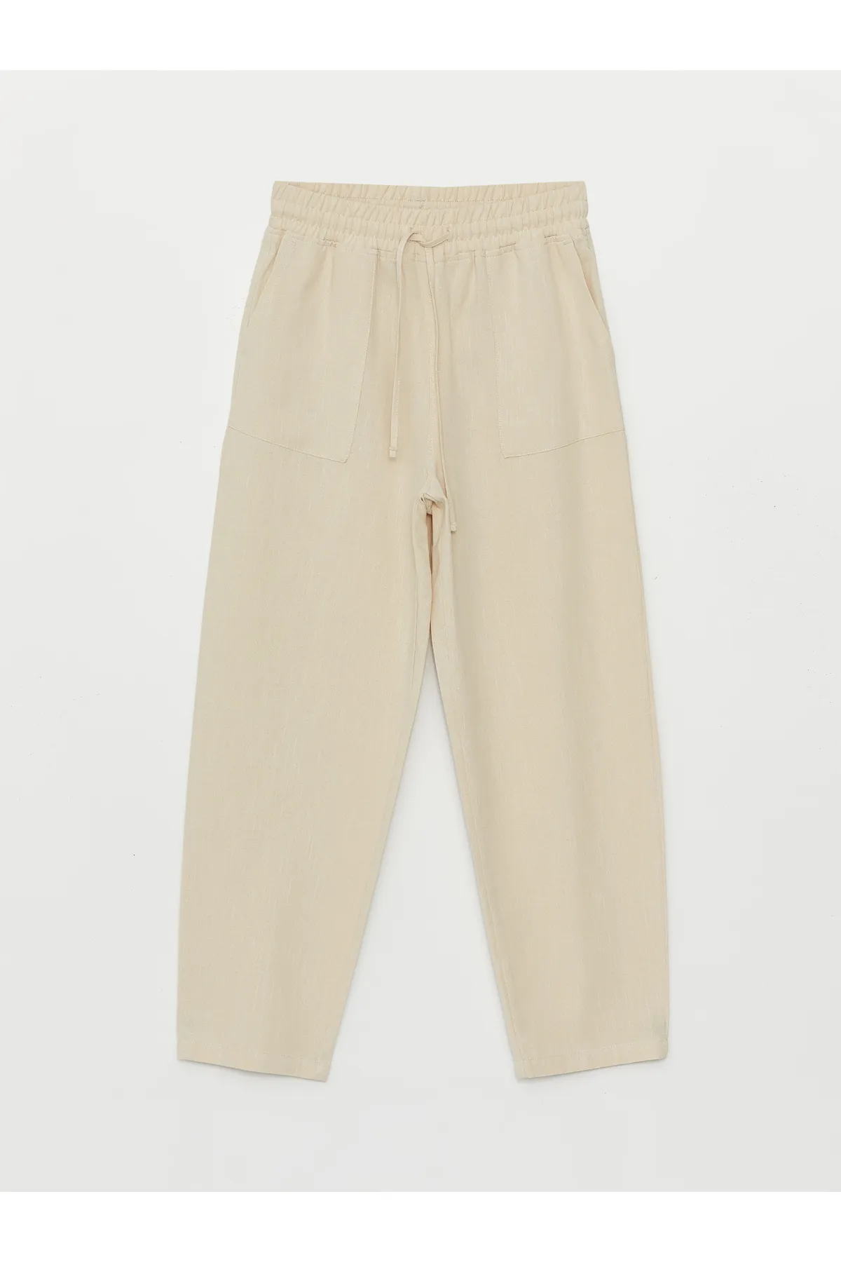 LC Waikiki  Einfarbige Damenhose aus Leinenmischung mit elastischem Bund