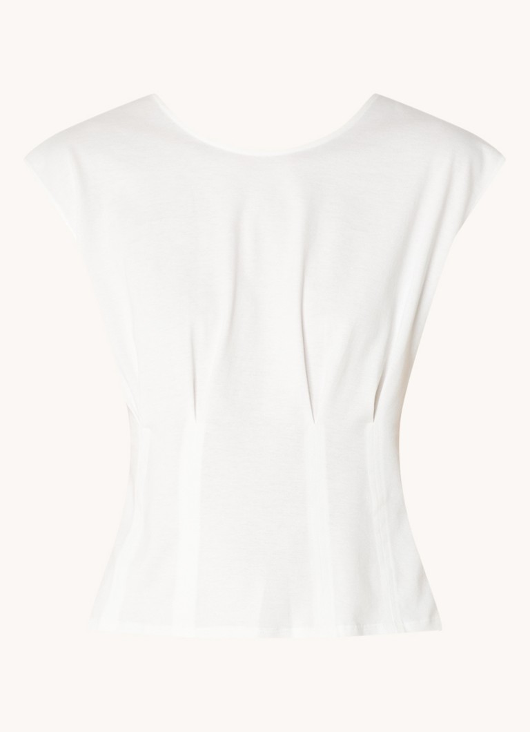Top negru Dart Penny cu detalii plisate