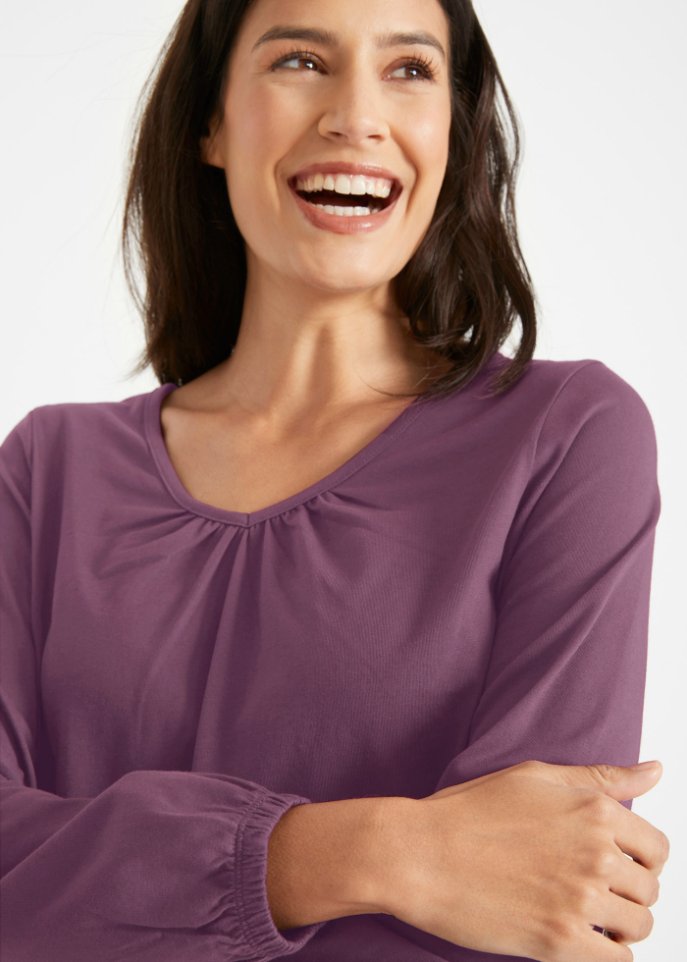 Baumwoll Langarmshirt mit Gummizug