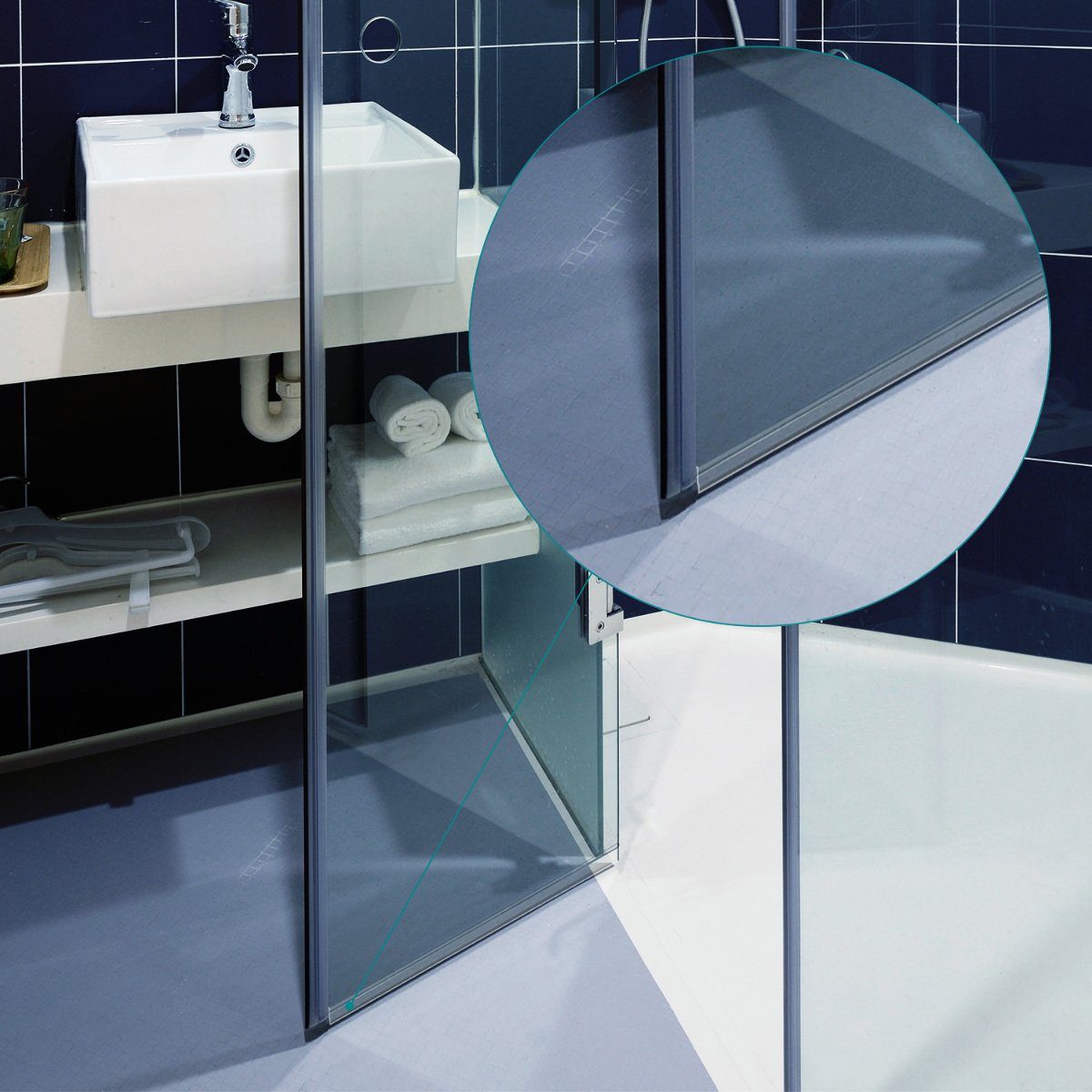 Navaris Badewannenaufsatz Schwallschutz Dichtung 180° - 6mm Glasduschtür - Ersatz 80cm