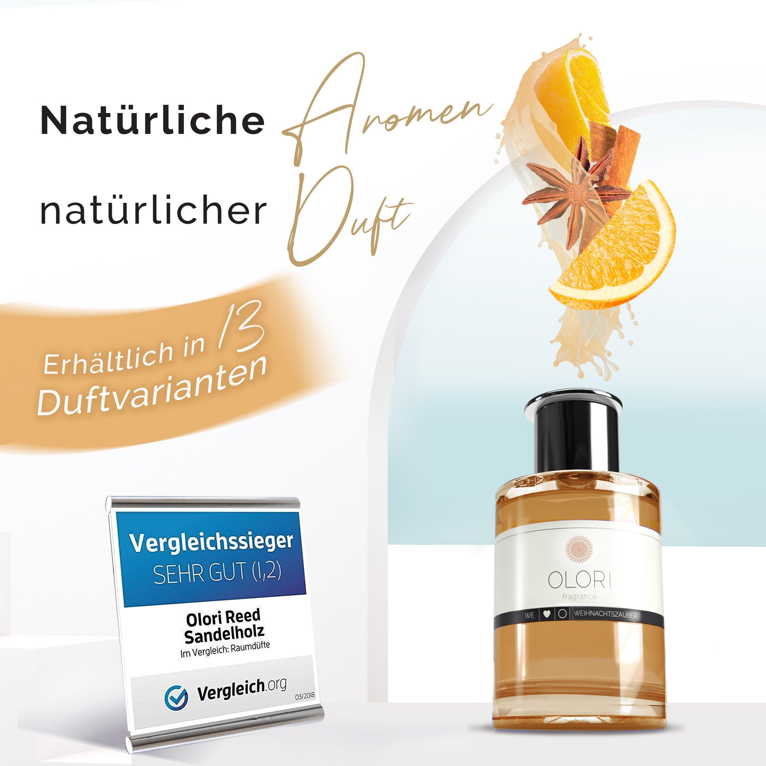 OLORI Raumduft Diffuser I Zimt/Orange I mit ätherischen Ölen I 200 ml (1-St)