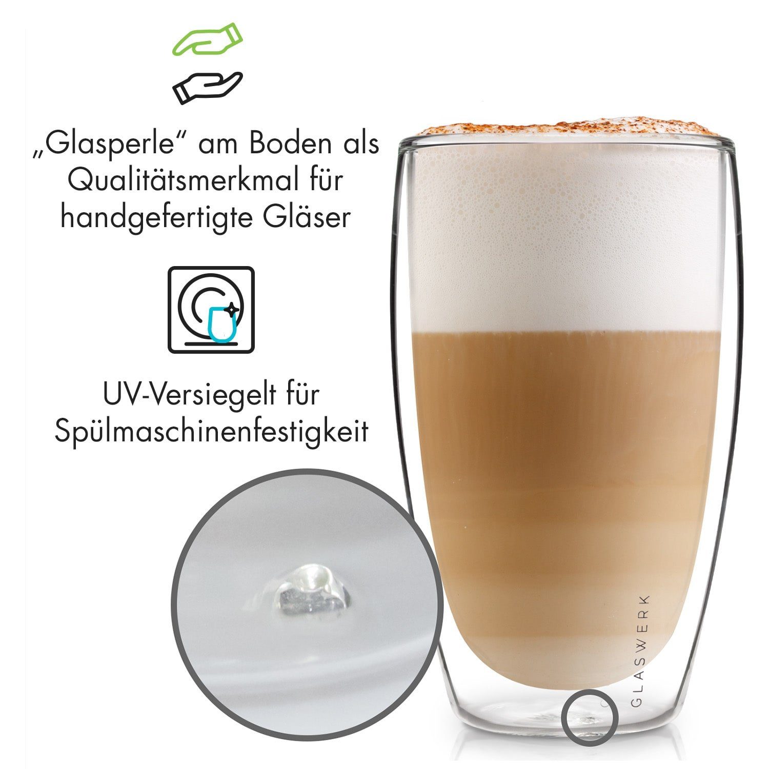 Klarstein Thermoglas Glaswerk Carajillo doppelwandige Thermogläser, Borosilikatglas