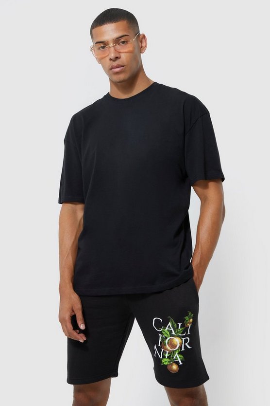 Oversize T-Shirt & Shorts mit California Print