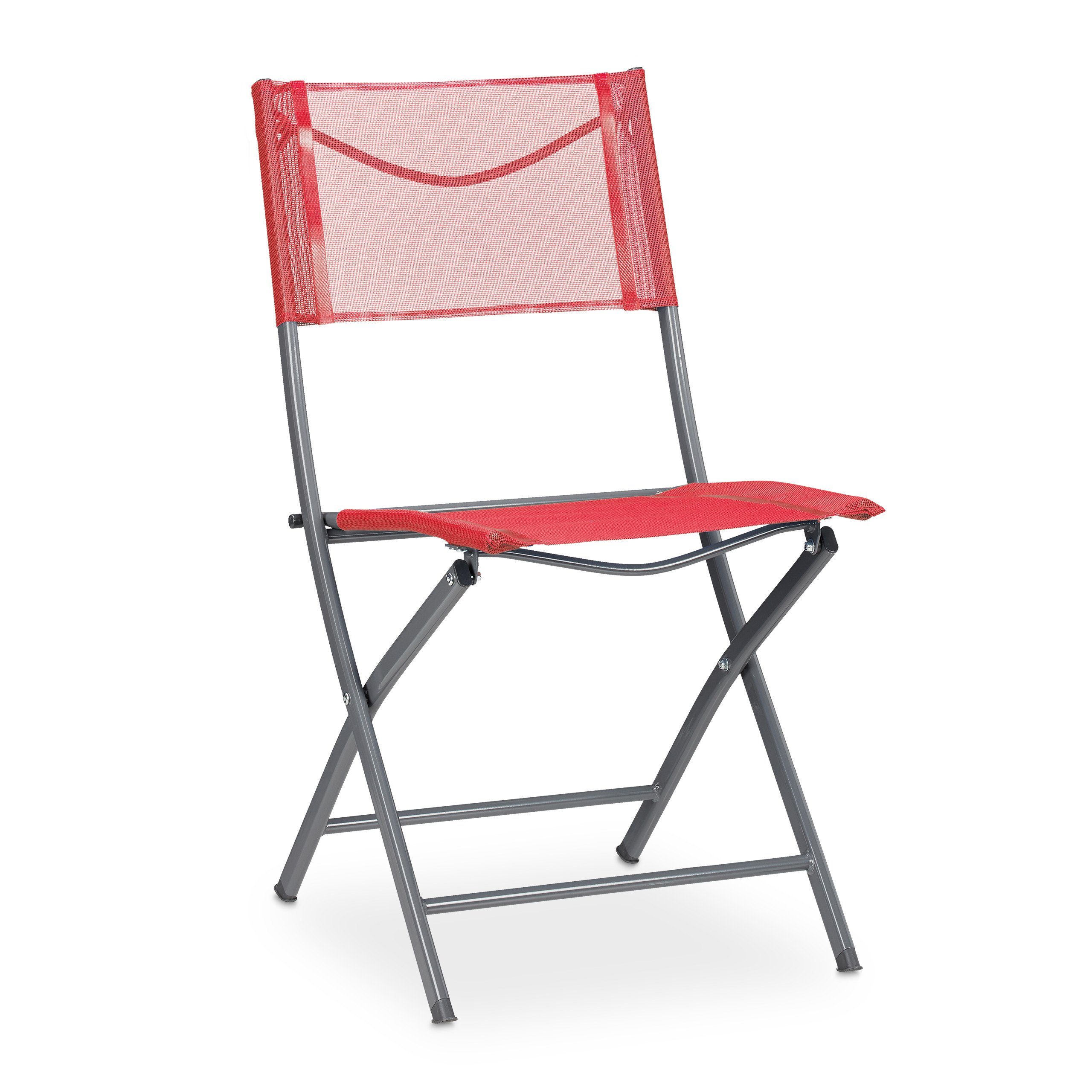 relaxdays Klappstuhl Klappbarer Gartenstuhl 2er Set rot
