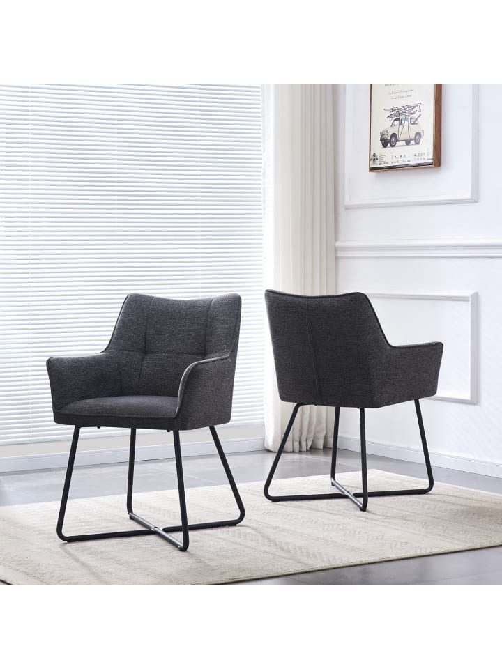 B&D Home 2er-Set: Esszimmerstuhl BREIGHT in Anthrazit - (B)56 x (H)83 x (T)59 cm günstig kaufen onesize