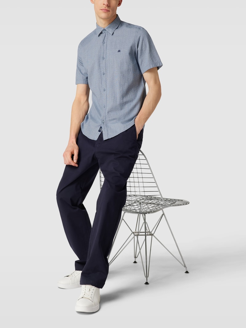 Freizeithemd mit Label-Stitching in rauchblau