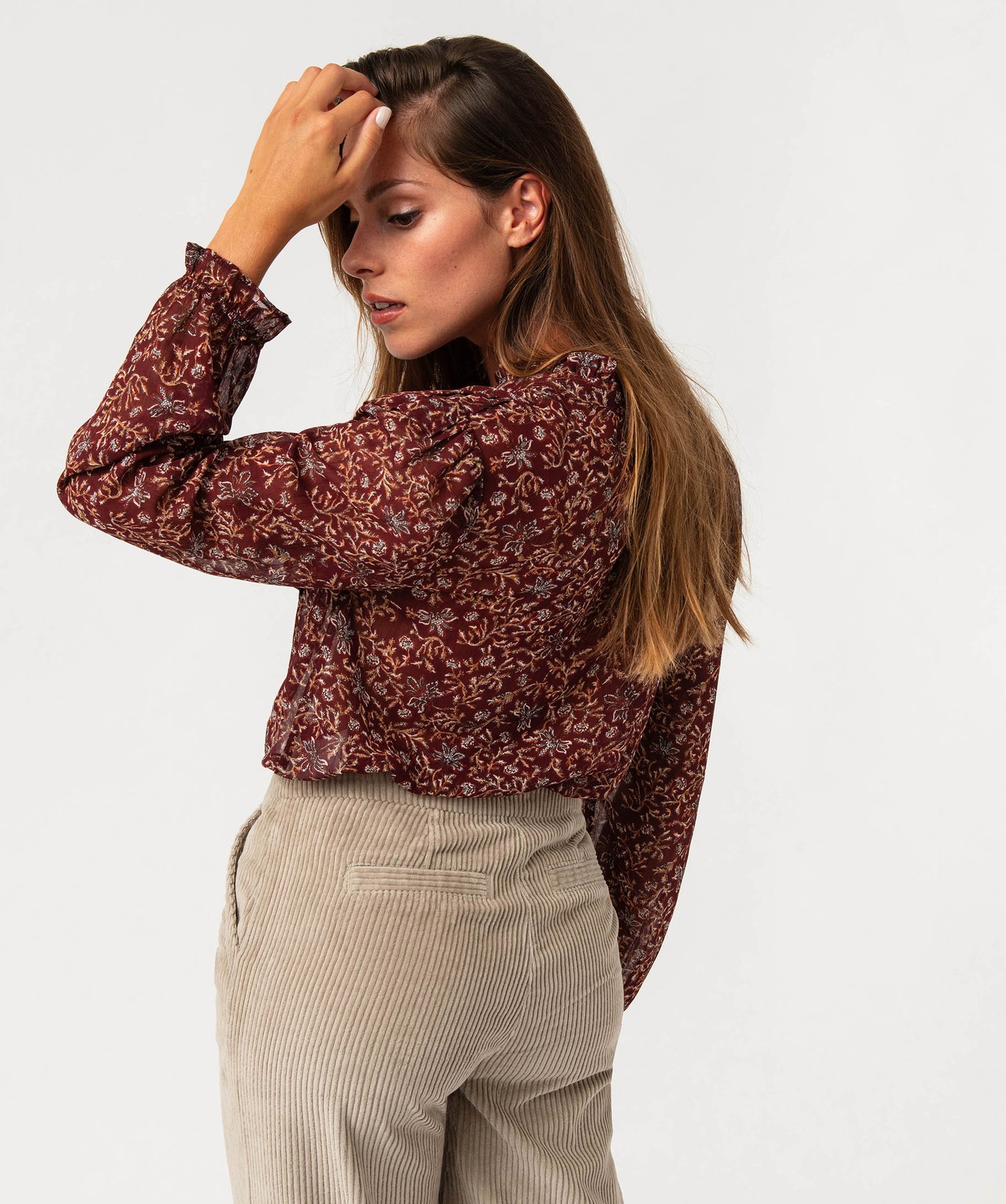 Blouse à manches longues à motifs fleuris femme imprime | GEMO