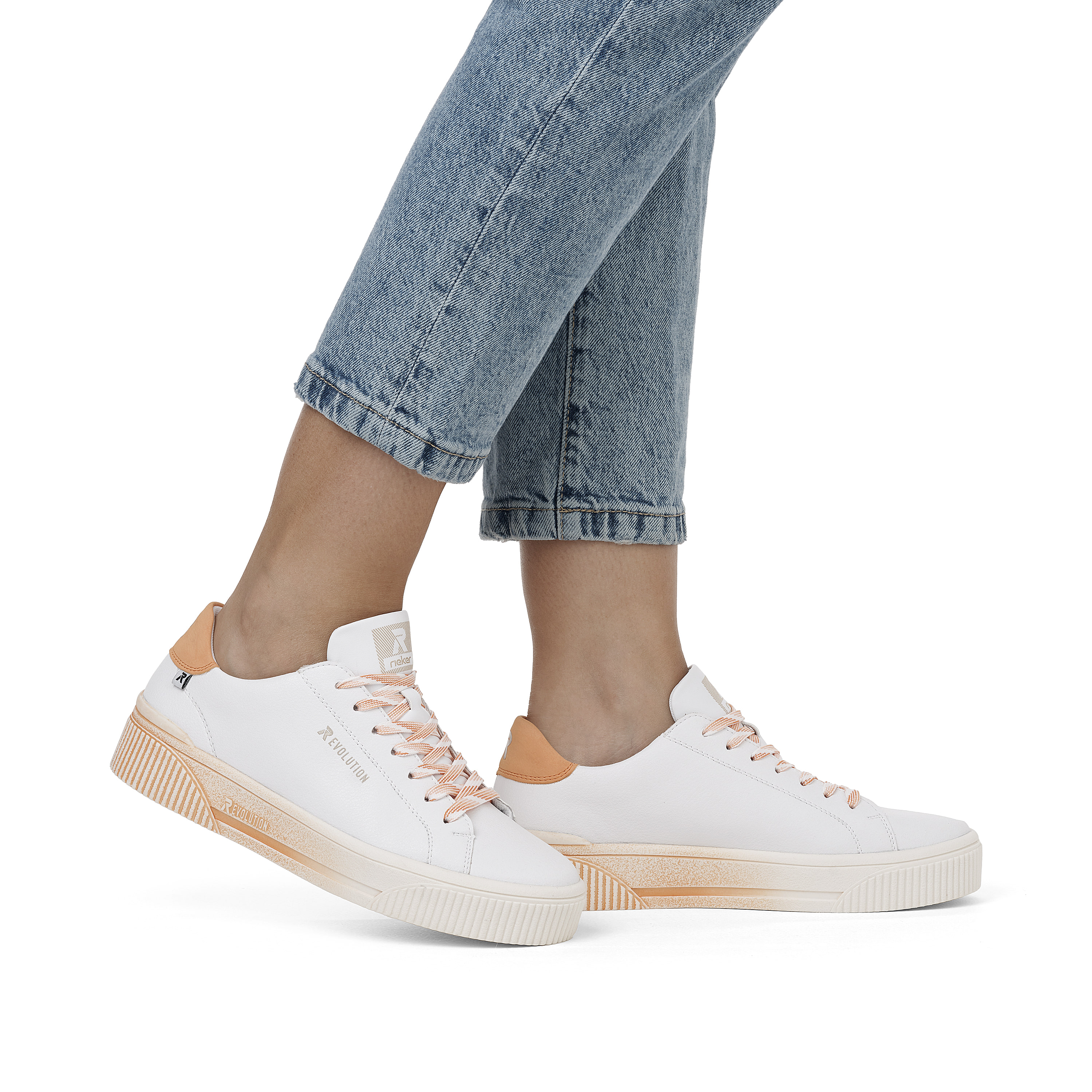 Rieker Damen Sneaker Low crystal-white apricot
