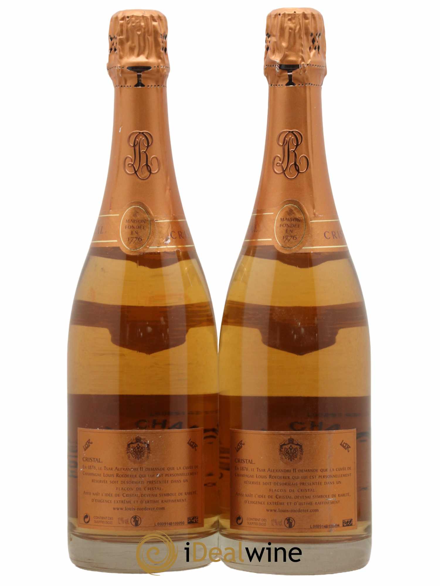 Cristal Louis Roederer  2004 - Lot de 2 Bouteilles
