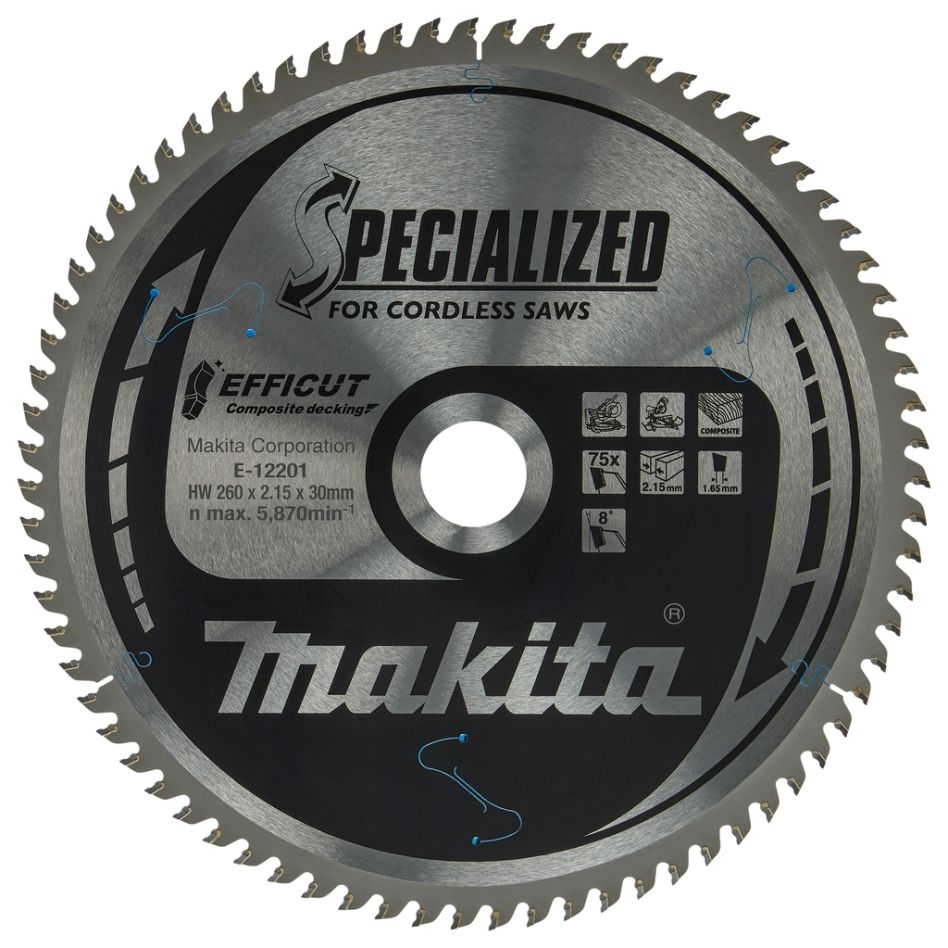 Макита додатна опрема Е-12273 сечиво за угаону тестеру WPC Efficut 260x30x2.15 75T 8g