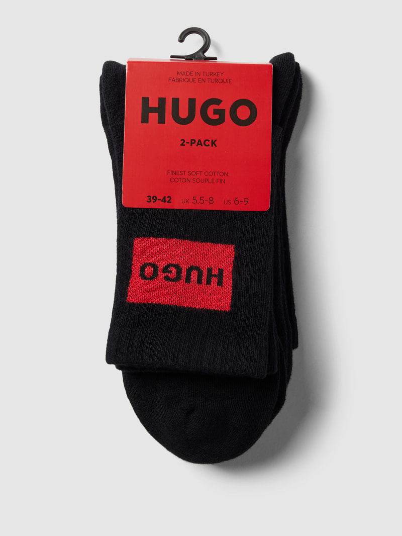 Socken mit Label-Detail im 2er-Pack in schwarz