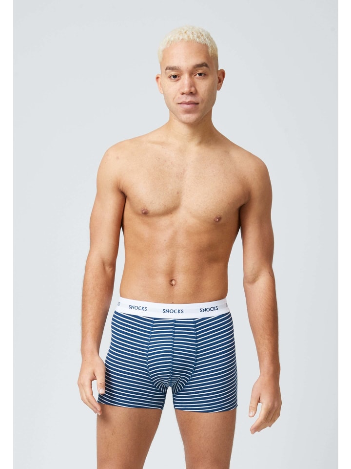 SNOCKS Boxershorts aus Bio-Baumwolle 6 Stück in Blaue Streifen günstig kaufen