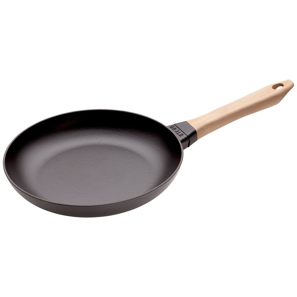 Bratpfanne mit Holzgriff 26 cm, Gusseisen, Schwarz
