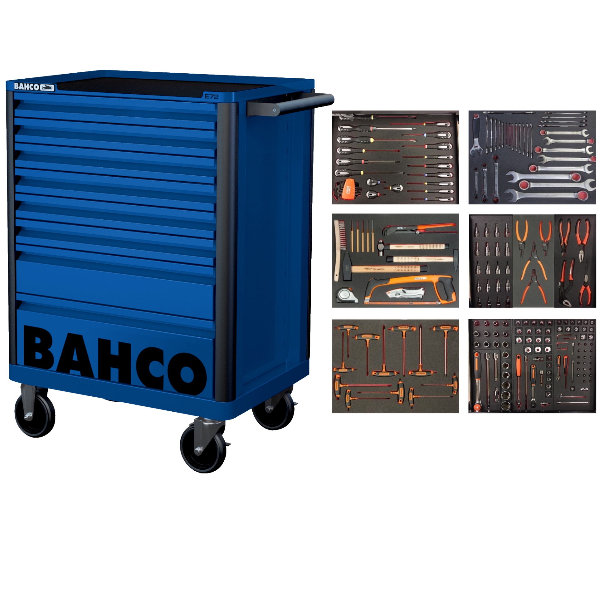 Bahco 1472K8BLUE-FULL6 Cărucior scule albastru 205 piese