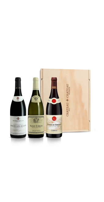 - Coffret - Grandes Maisons (3bt) Saint-Véran 2019, Louis Jadot - Côtes du Rhône 2019, E.Guigal - Savigny-lès-Beaune 2019, Bouchard Père & fils   2019