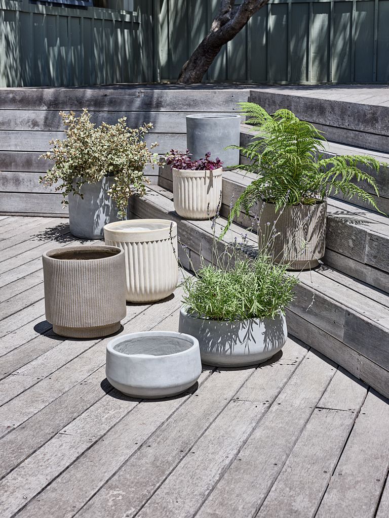 Vaso de jardim para terraço Ø44/36 cinza, conjunto com 2 unidades