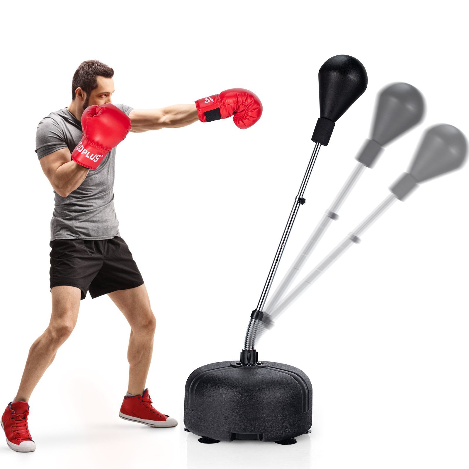 COSTWAY Punchingball Standboxball, höhenverstellbar, mit Boxhandschuhe