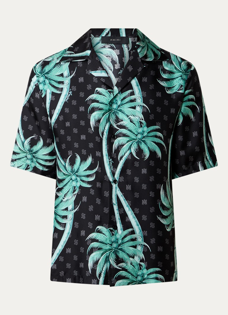 Camicia in seta Amir dalla vestibilità classica con stampa tropicale.