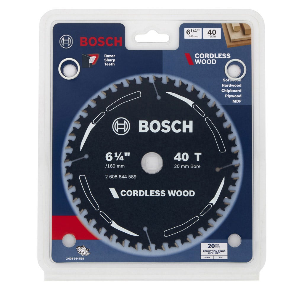Disco de corte para madeira BOSCH TCT de 160 mm com 40 dentes - SERRA DE MADEIRA SEM FIO