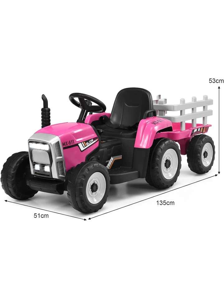 COSTWAY 12V Traktor ab 3 Jahren in Rosa günstig kaufen 135 cm