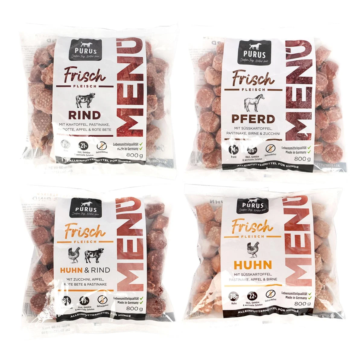 Purus Frischfleisch Menü Mixpaket 8x800g kaufen bei ZooRoyal