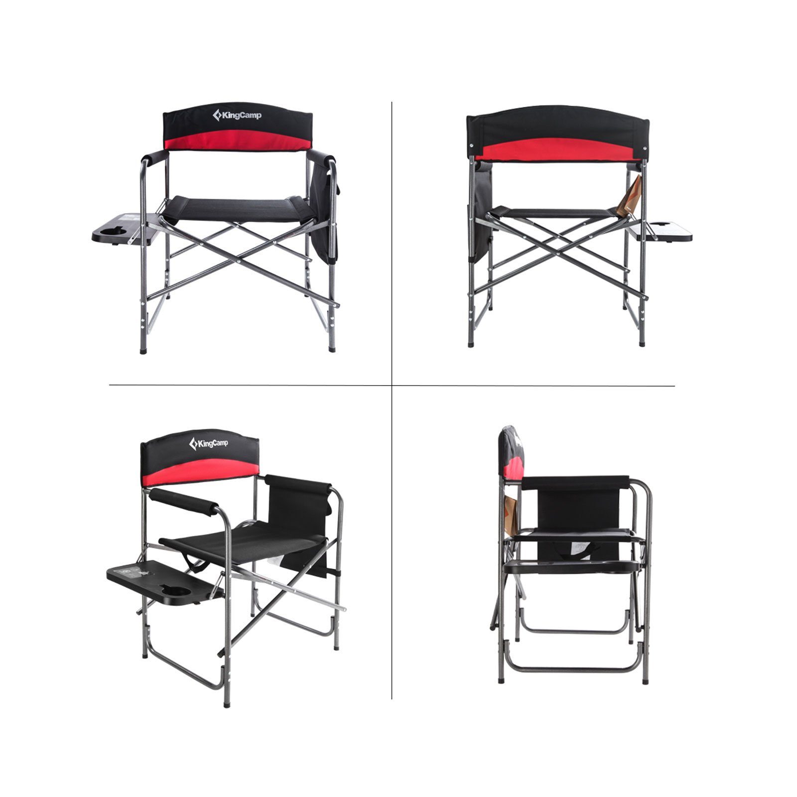 KingCamp Campingstuhl Regie Stuhl XL Director Camping Falt Klapp, Sessel Armlehne Tisch 180 kg
