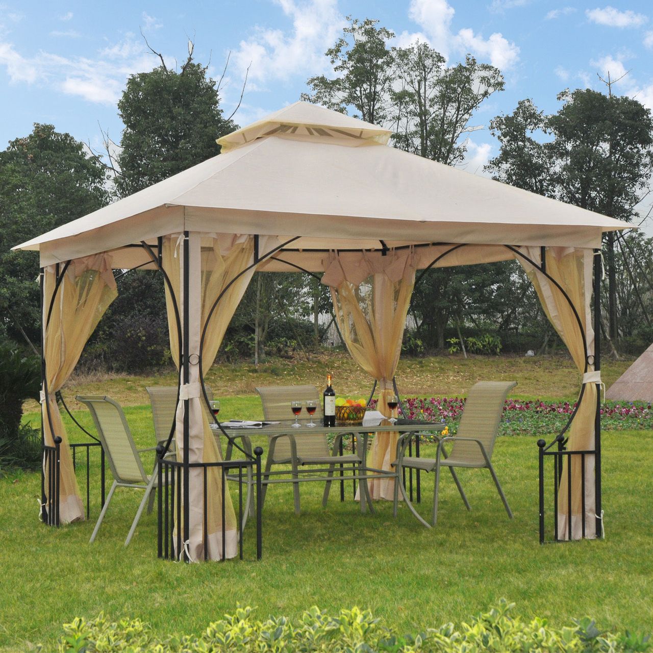 Outsunny Pavillon, Doppeldach 3x3m
