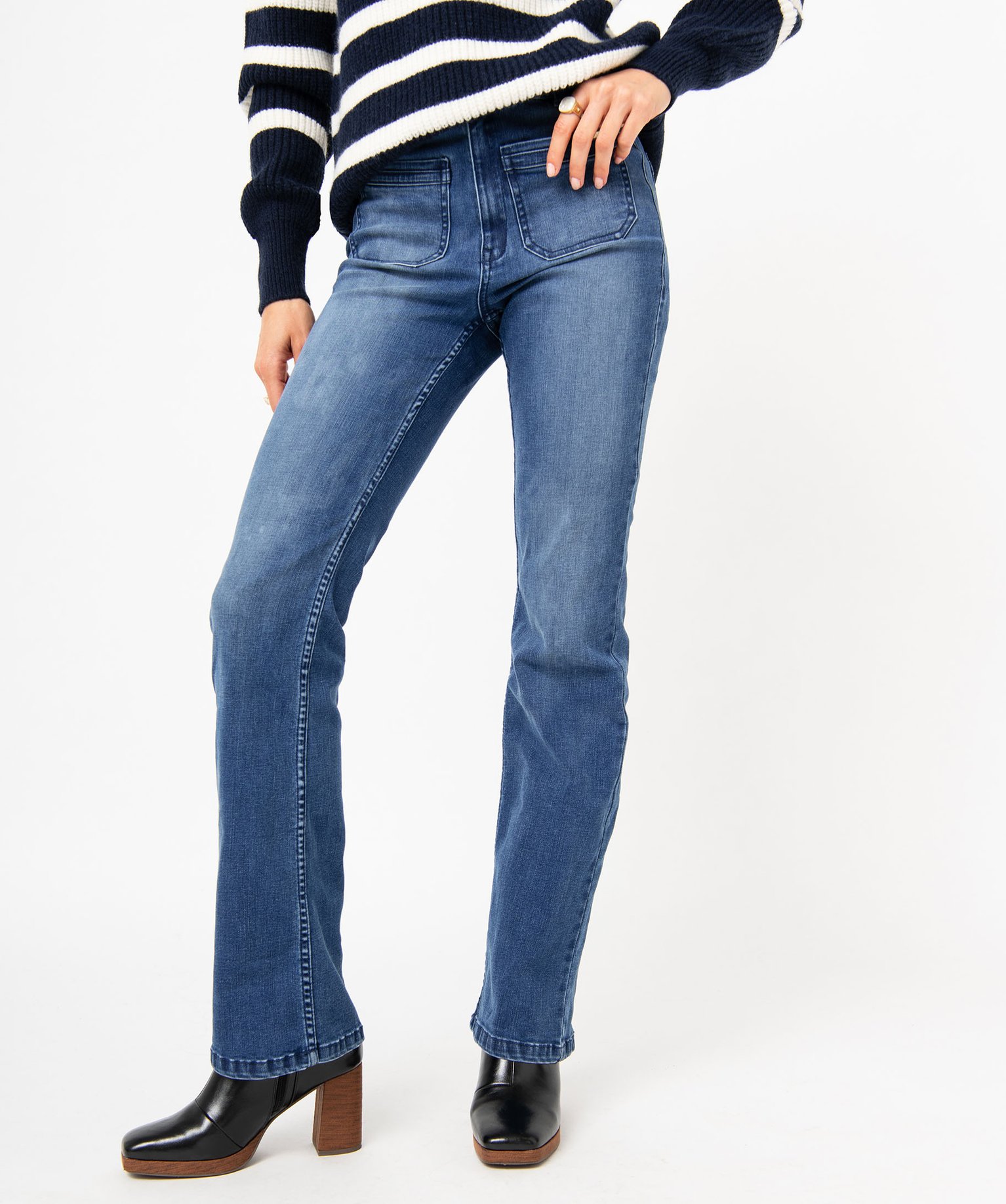 Jean large avec ceinture fantaisie femme - LuluCastagnette stone | GEMO