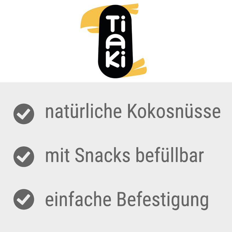 TIAKI Kokosnuss-Vogelspielzeug Swing & Forage