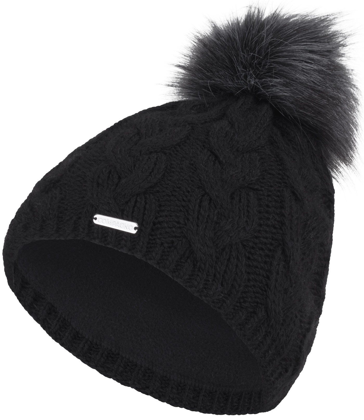 compagno Bommelmütze (1-St) Wintermütze gefüttert Strickmütze Damen Mütze Winter Beanie