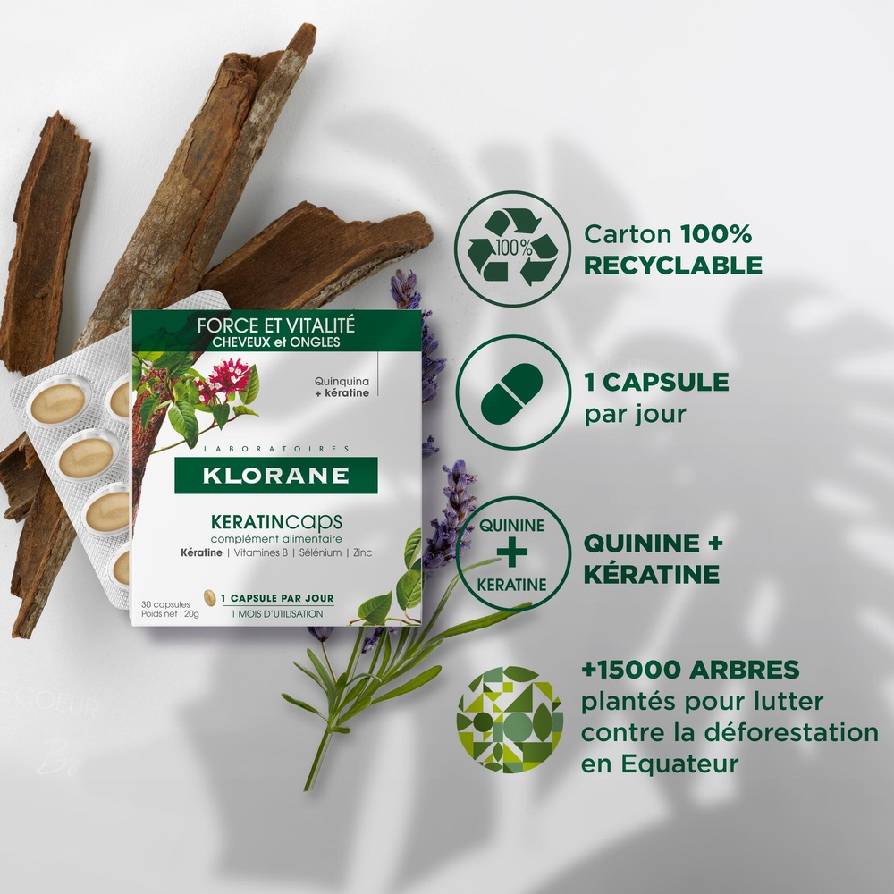 Klorane KeratinCaps boîte 30 caps Complément alimentaire