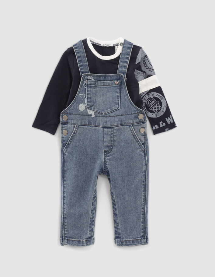 Ensemble salopette en jean et tee-shirt bébé garçon