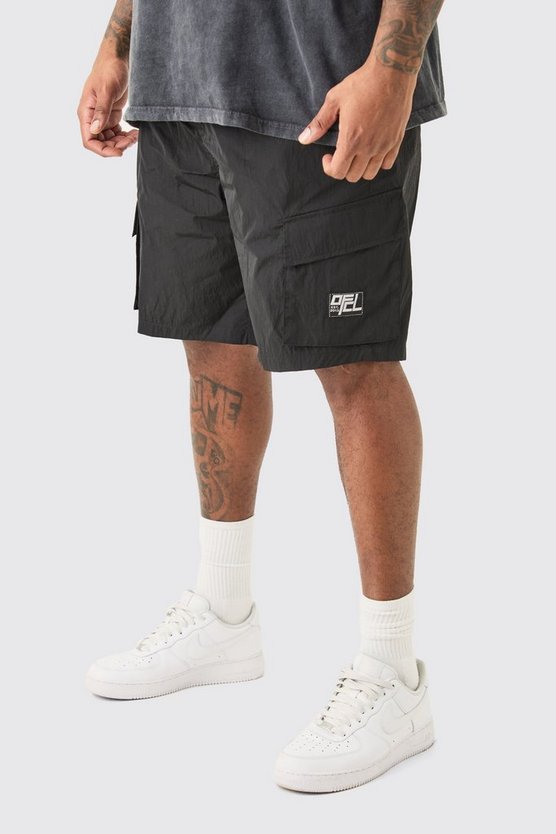 Plus Ofcl Nylon Cargo-Shorts mit elastischem Bund
