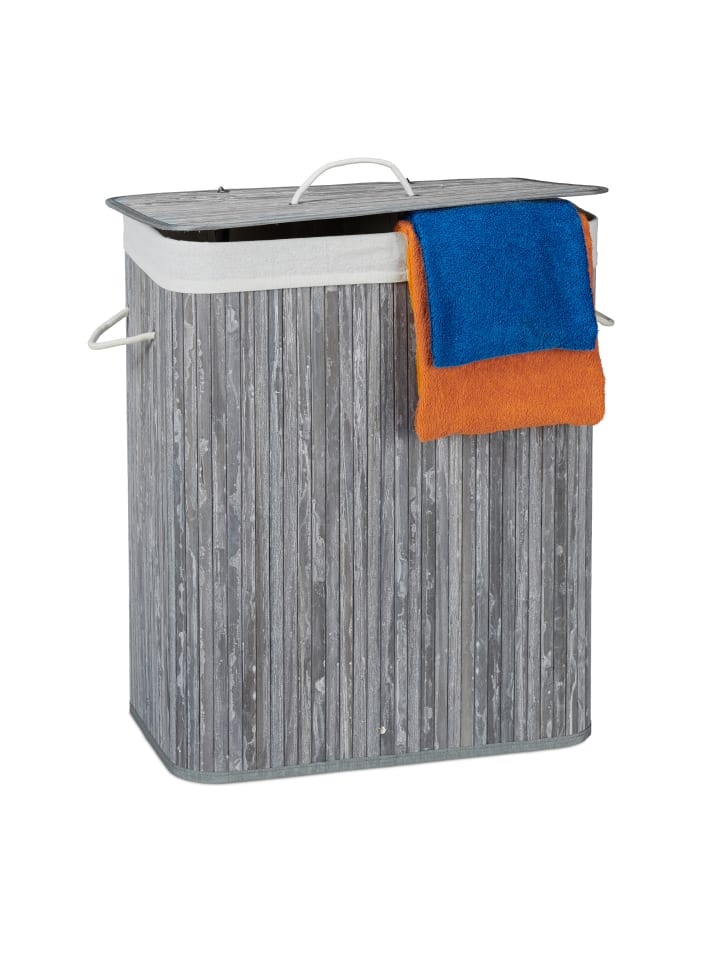 relaxdays Wäschekorb in Grau - (B)55 x (H)63 x (T)35 cm günstig kaufen onesize