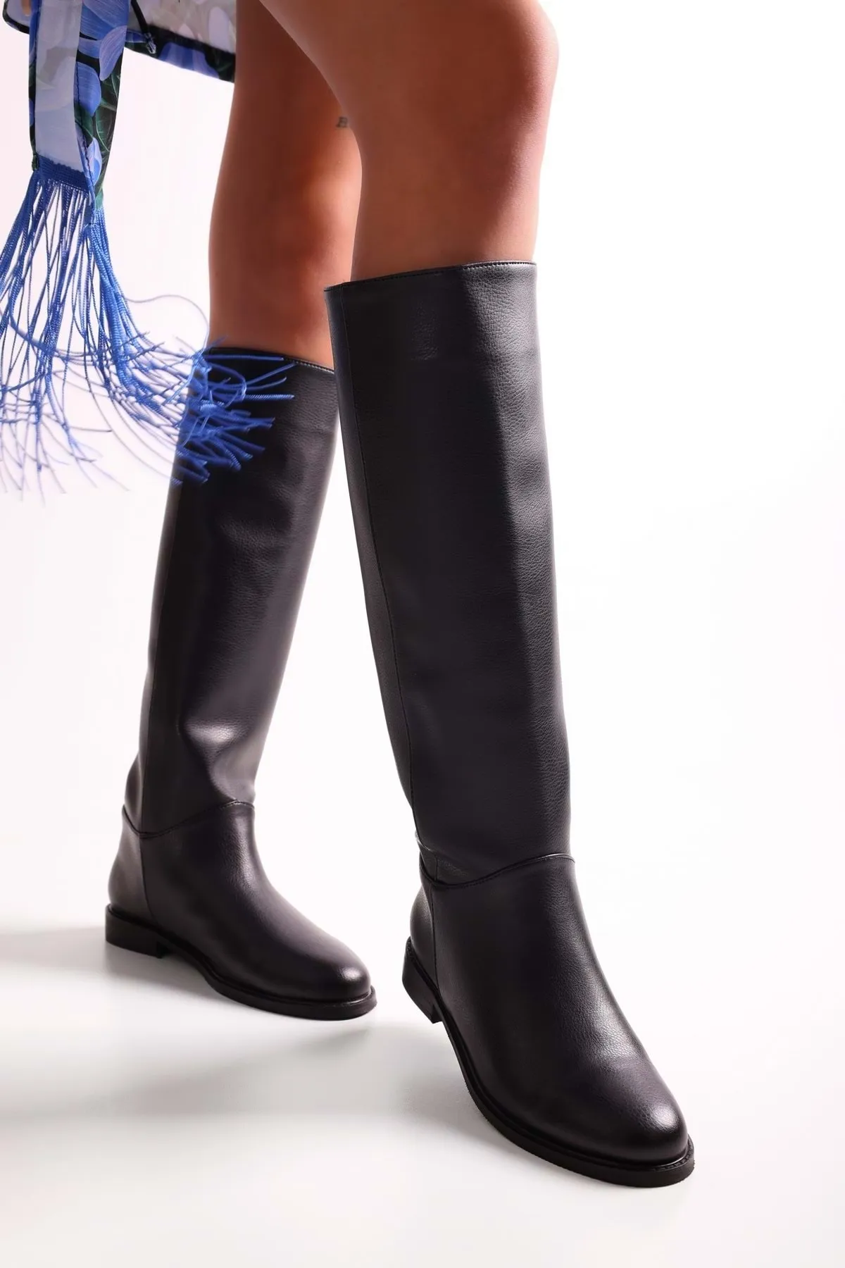 Shoeberry  Damen Mori Black Skin Reitstiefel Black Skin