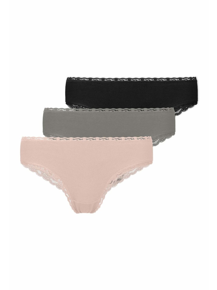 SNOCKS Brazilian Slips mit Spitze aus Bio-Baumwolle 3 Stück in Mix (Apricot/Grün/Schwarz) günstig kaufen