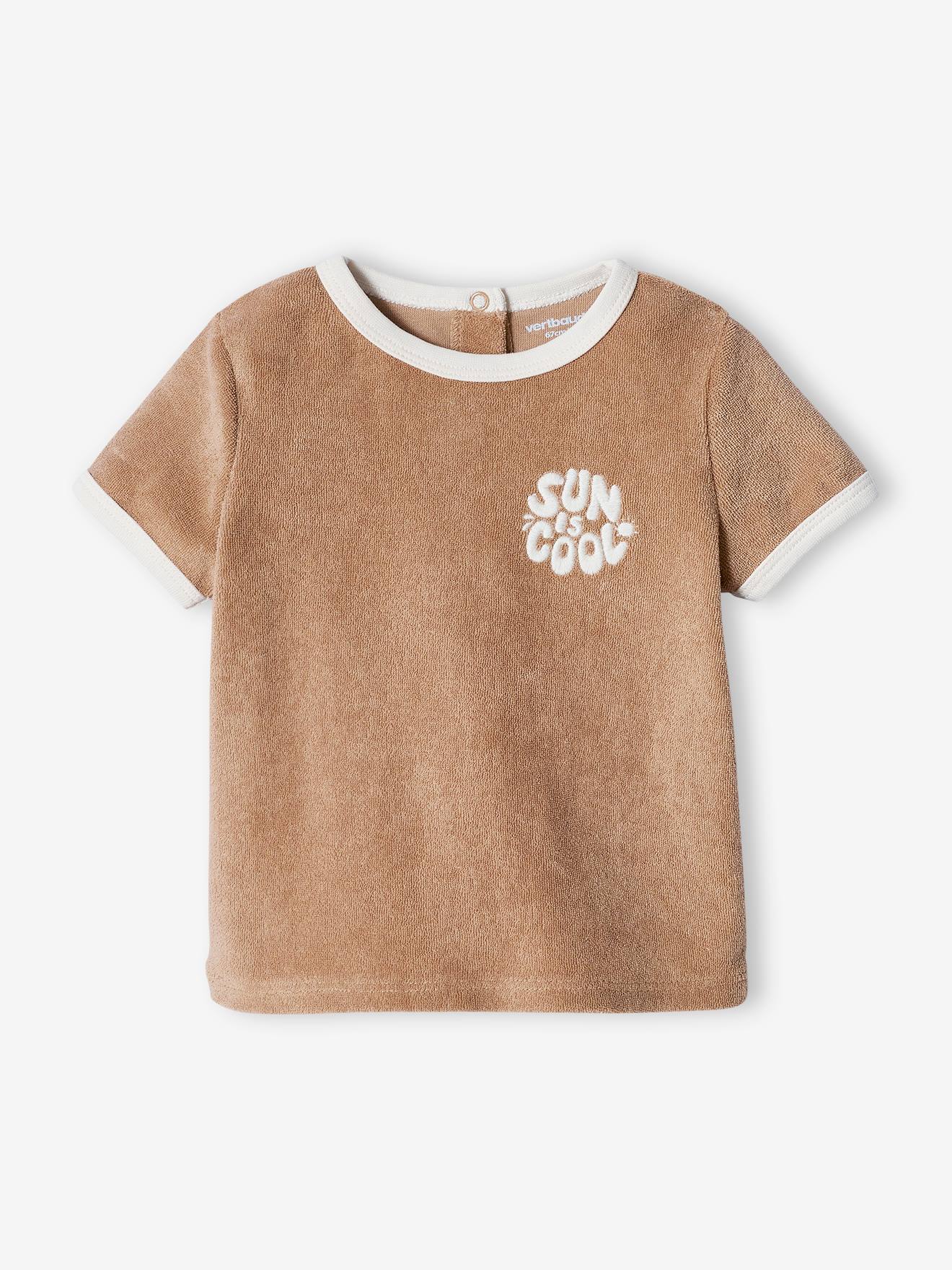Vertbaudet Baby-Set aus Frottee: T-Shirt & Shorts - graubeige