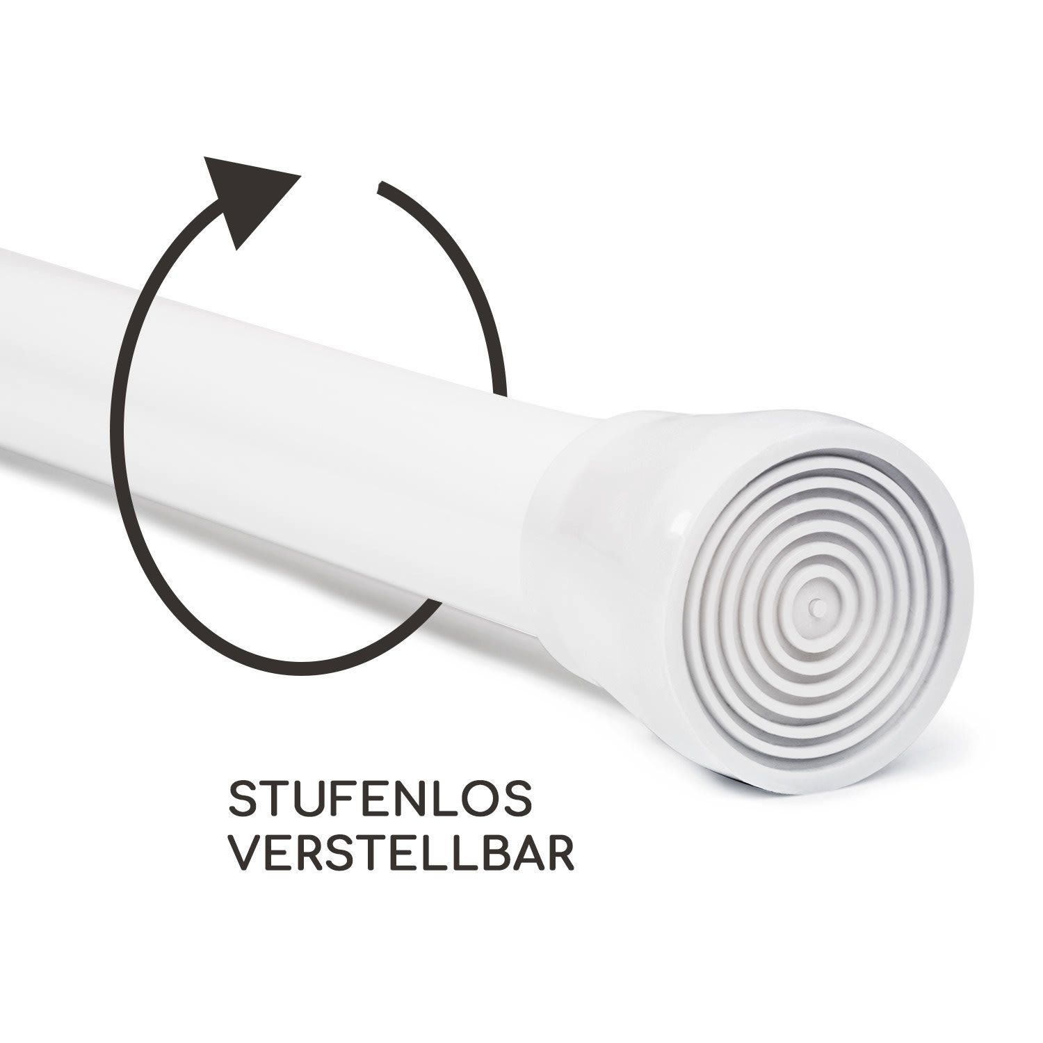 Vorhangstange Stamina L Teleskopstange Duschvorhang 110-200cm rutschfest, Blumfedt, Ø 35 mm, 1-läufig, ausziehbar, ohne Bohren, Metall