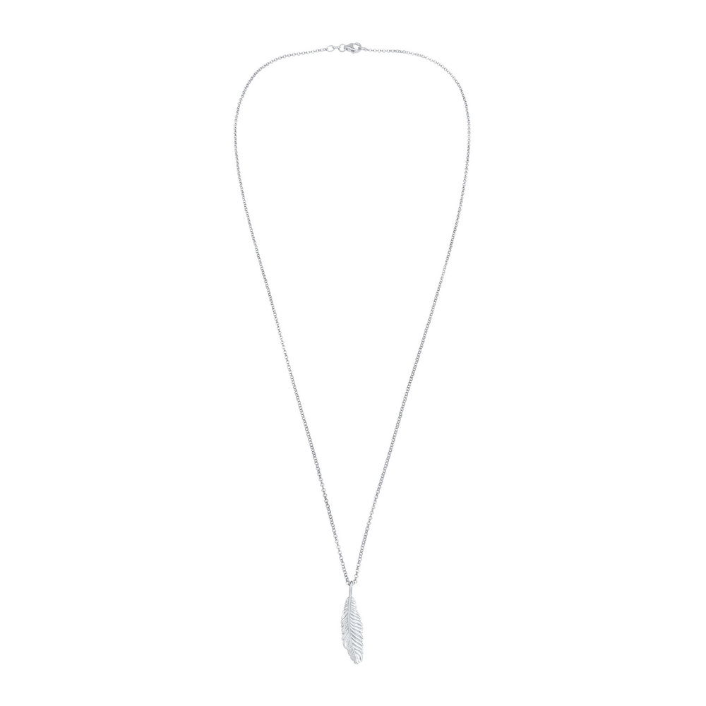 KUZZOI KUZZOI Collier Plume oxydée oiseau en 925 argent collier