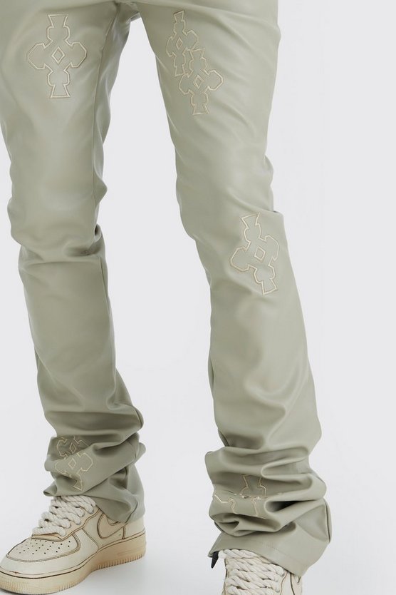 Tall Skinny PU-Hose mit Applikation