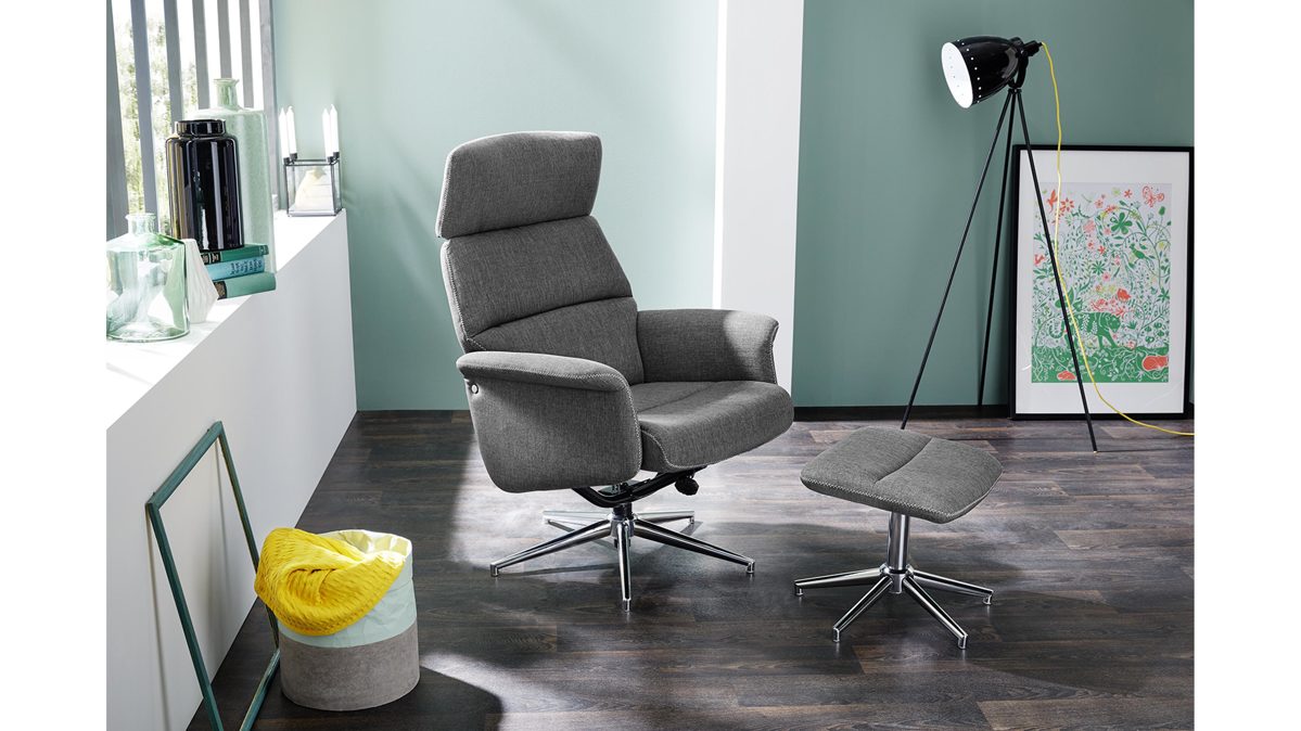 Relaxsessel Rahel mit Hocker Grau