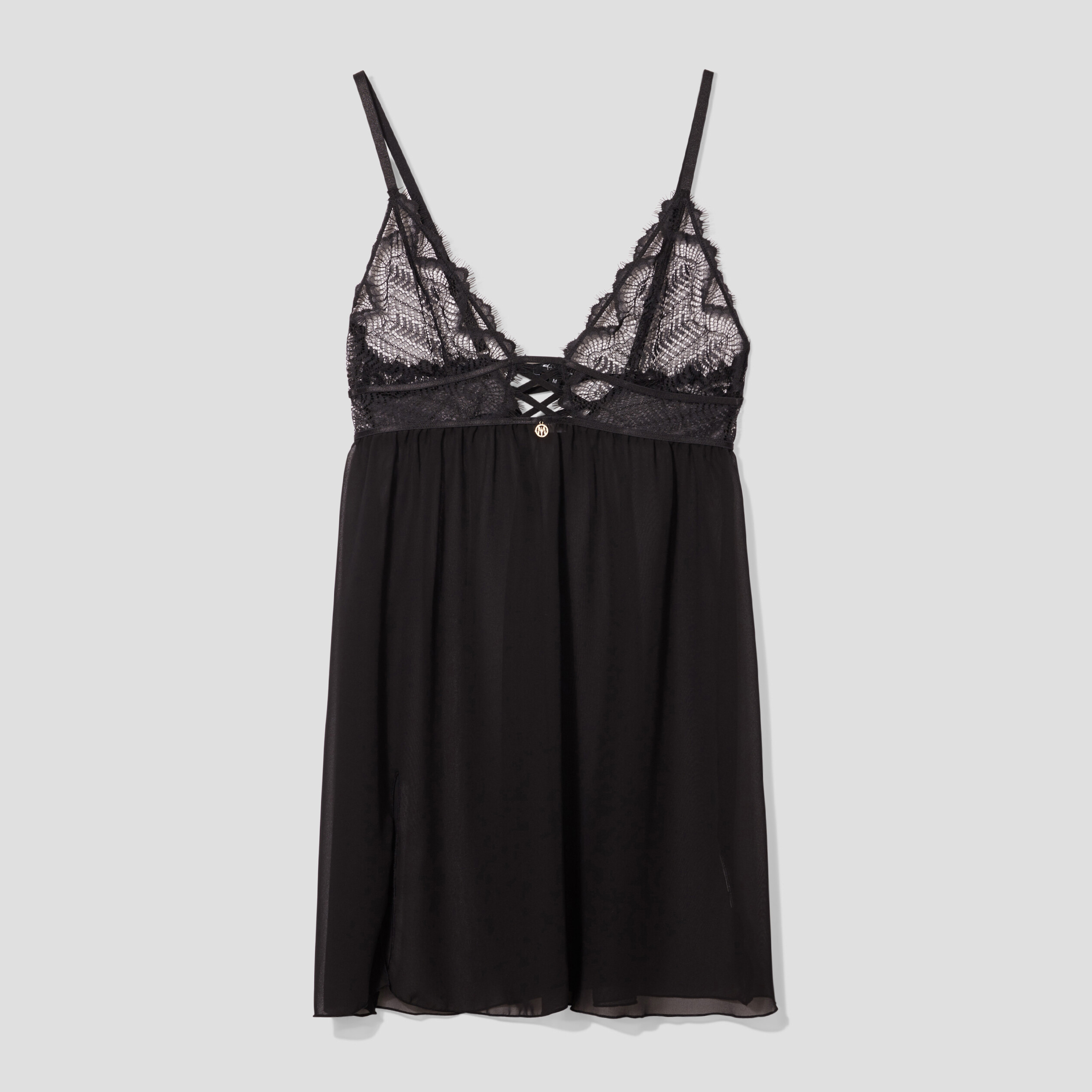 Nuisette dentelle et voile Mosquitos noir femme | La Halle