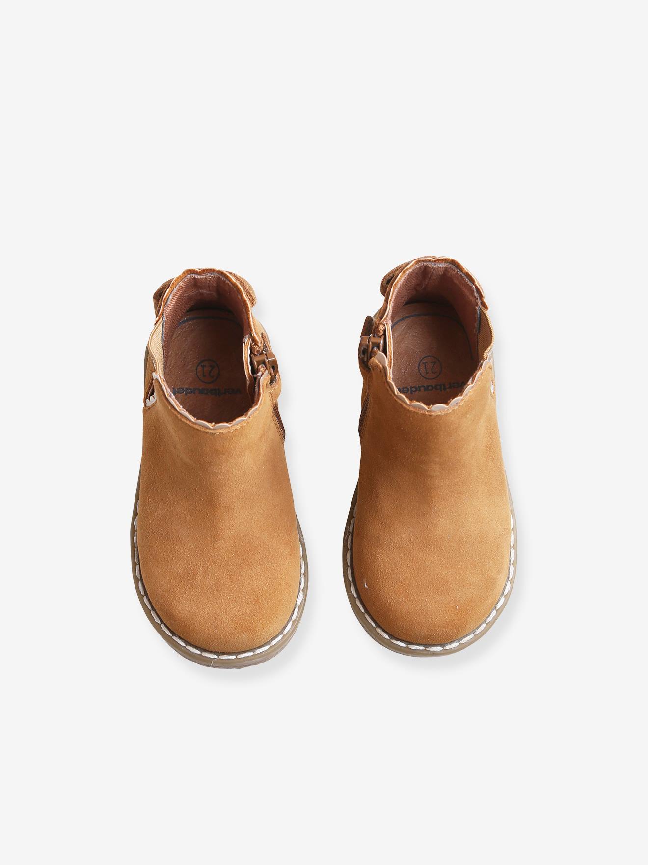 Vertbaudet Mädchen Baby Boots mit Dehneinsatz - camelfarben