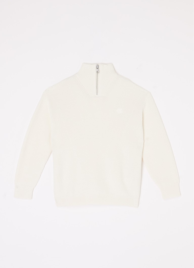 Pulover Calvin Klein Organic Fine Knit cu fermoar pe jumătate