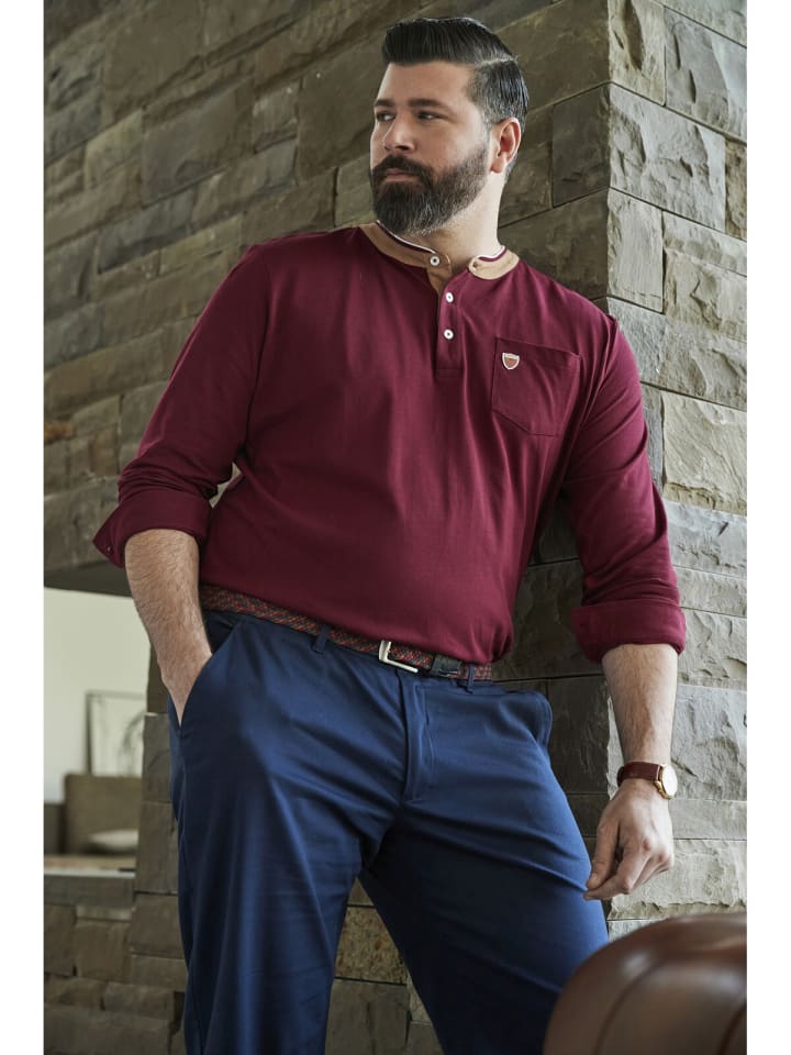 Charles Colby Langarmshirt EARL STUART in dunkelrot günstig kaufen