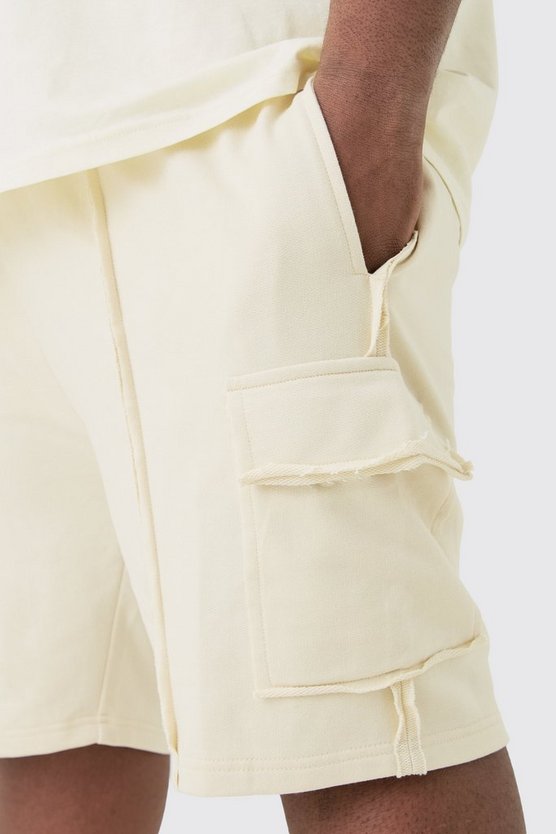Plus lockere Cargo Jersey-Shorts mit Naht-Detail