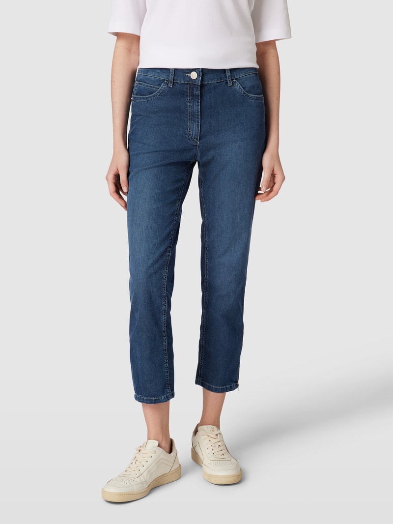 Straight Fit Jeans in 7/8-Länge Modell 'CORA' in dunkelblau